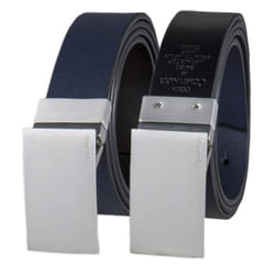 Calvin Klein Men's Reversible Dress Belt with Plaque Buckle  Navy/Black  Small (30-32)