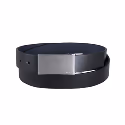 Calvin Klein Men's Reversible Dress Belt with Plaque Buckle  Navy/Black  Small (30-32)