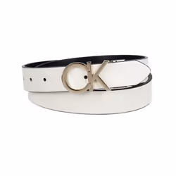 Calvin Klein Women's Two-in-One Reversible CK Monogram Buckle White/Black Plaque Small