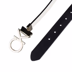 Calvin Klein Women's Two-in-One Reversible CK Monogram Buckle  White/Black Plaque  Medium
