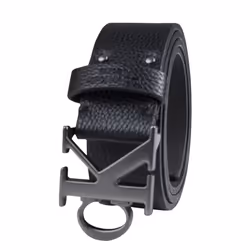 Calvin Klein Men's Casual Ck Monogram Cut Out Buckle Belt Logo Black Small (30-32)