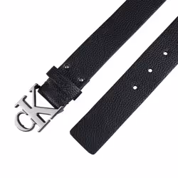 Calvin Klein Men's Casual Ck Monogram Cut Out Buckle Belt  Logo Black  Small (30-32)