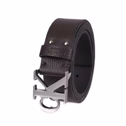 Calvin Klein Men's Casual CK Monogram Cut Out Buckle Belt Dark Brown Small (30-32)