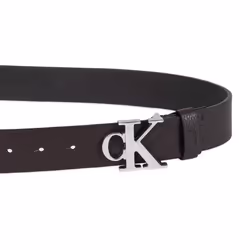 Calvin Klein Men's Casual CK Monogram Cut Out Buckle Belt  Dark Brown  Small (30-32)