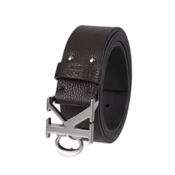 Calvin Klein Men's Casual CK Monogram Cut Out Buckle Belt  Dark Brown  Medium (34-36)