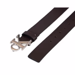 Calvin Klein Men's Casual CK Monogram Cut Out Buckle Belt  Dark Brown  Medium (34-36)