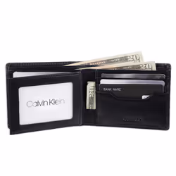 Calvin Klein Men's RFID Leather Minimalist Bifold Wallet  Black Slimfold  One Size
