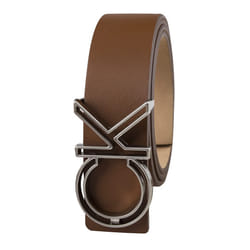Calvin Klein Men's Logo Buckle Belt  Tan Plaque  Medium (34-36)