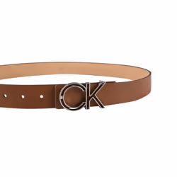 Calvin Klein Men's Logo Buckle Belt  Tan Plaque  Medium (34-36)