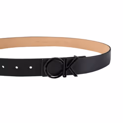 Calvin Klein Men's Casual CK Monogram Cut Out Buckle Belt  Double Black  Small (30-32)