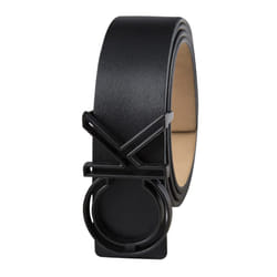 Calvin Klein Men's Casual CK Monogram Cut Out Buckle Belt  Double Black  Large (38-40)