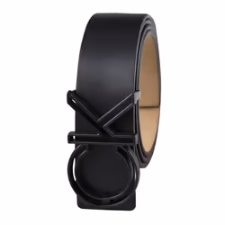 Calvin Klein Men's Casual CK Monogram Cut Out Buckle Belt  Double Black  X-Large (42-44)