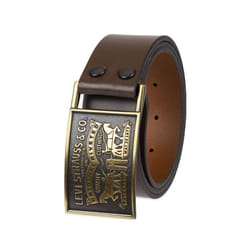 Levi's Men's Everyday Jean Belt with Removable Plaque Buckle  Brown Snap  Medium (34-36)