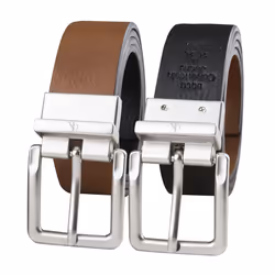 Calvin Klein Boys' Reversible Leather Belt Tan/Black Medium