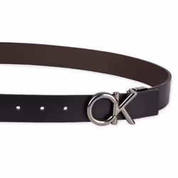 Calvin Klein Men's CK Buckle Rev Belt  Black/Brown Plaque  Medium (34-36)