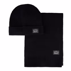 Levi's Men's Winter Warm Knit Beanie Hat and Scarf Set Red Plaid One
