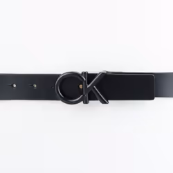 Calvin Klein Men's CK Plaque Buckle  Black Casual  Medium (34-36)