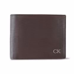 Calvin Klein Men's RFID Leather Minimalist Bifold Wallet  Brown River Print  One Size