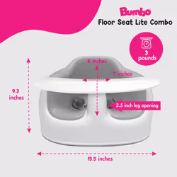 Bumbo Floor Seat Lite Combo - Portable Baby Booster Chair with Tray  Floor Seat for Feeding and Playtime  Extra Legroom for Bigger Babies  Combo
