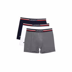 Lacoste Mens Long Stretch Cotton Jersey 3-pack Boxer Briefs  Navy/Whit