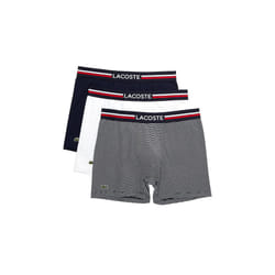 Lacoste Mens Long Stretch Cotton Jersey 3-pack Boxer Briefs  Navy/Whit