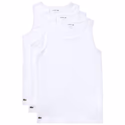 Lacoste mens Essentials 3 Pack 100% Cotton Slim Fit Tanks Base Layer Top White Medium US