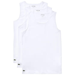 Lacoste mens Essentials 3 Pack 100% Cotton Slim Fit Tanks Base Layer Top  White  Medium US