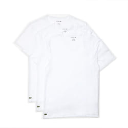 Lacoste Men's Essentials 3 Pack 100% Cotton Regular Fit V-Neck T-Shirts  White  X-Large