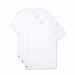 Lacoste Men's Essentials 3 Pack 100% Cotton Regular Fit Crew Neck T-Shirts White X-Large