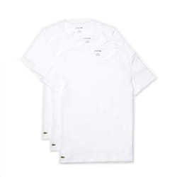 Lacoste Men's Essentials 3 Pack 100% Cotton Regular Fit Crew Neck T-Shirts  White  X-Large
