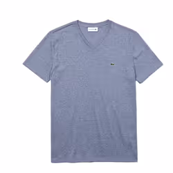 Lacoste mens Short Sleeve V-neck Pima Cotton Jersey T-shirt T Shirt  Light Indigo Blue  Small US