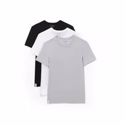 Lacoste mens Essentials 3 Pack 100% Cotton Slim Fit Crew Neck T-shirts Base Layer Top  White/Silver Chineblack  Large US