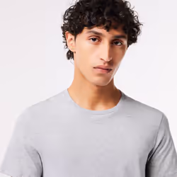 Lacoste mens Essentials 3 Pack 100% Cotton Slim Fit Crew Neck T-shirts Base Layer Top  White/Silver Chineblack  Large US