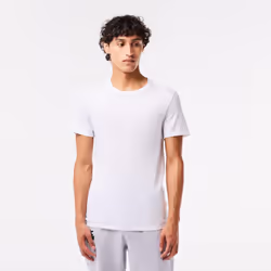 Lacoste mens Essentials 3 Pack 100% Cotton Slim Fit Crew Neck T-shirts Base Layer Top  White/Silver Chineblack  Large US