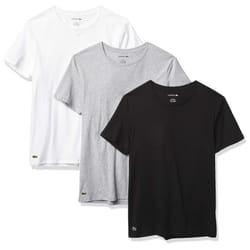 Lacoste Men's Essentials 3 Pack 100% Cotton Regular Fit Crew Neck T-Shirts  White/Silver Chineblack  XXX-Large