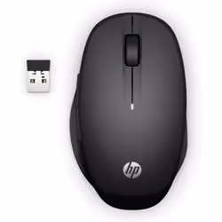 HP Dual Mode Black Mouse 300, Right-hand, RF Wireless, Black
