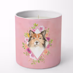 Sheltie Pink Flowers 10 oz Decorative Soy Candle CK4213CDL