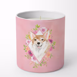 Corgi Pink Flowers 10 oz Decorative Soy Candle CK4243CDL