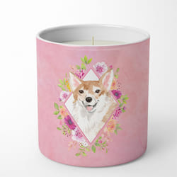 Corgi Pink Flowers 10 oz Decorative Soy Candle CK4243CDL