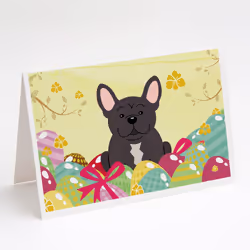 Easter Eggs French Bulldog Brindle Greeting Cards and Envelopes Pack of 8