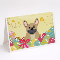 Easter Eggs French Bulldog Cream Greeting Cards and Envelopes Pack of 8