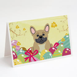 Easter Eggs French Bulldog Cream Greeting Cards and Envelopes Pack of 8