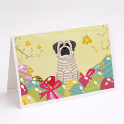 Easter Eggs Mastiff Brindle White Greeting Cards and Envelopes Pack of 8