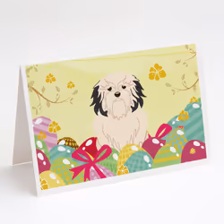 Easter Eggs Lowchen Greeting Cards and Envelopes Pack of 8