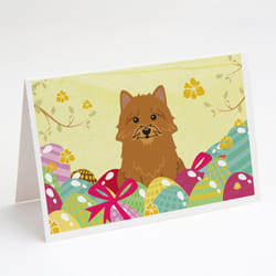 Easter Eggs Norwich Terrier Greeting Cards and Envelopes Pack of 8