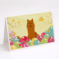 Easter Eggs Karelian Bear Dog Greeting Cards and Envelopes Pack of 8