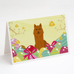 Easter Eggs Karelian Bear Dog Greeting Cards and Envelopes Pack of 8