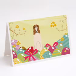Easter Eggs Borzoi Greeting Cards and Envelopes Pack of 8