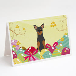 Easter Eggs Manchester Terrier Greeting Cards and Envelopes Pack of 8