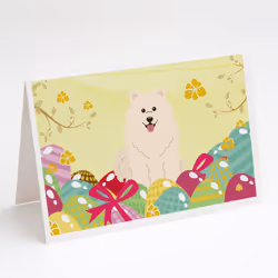 Easter Eggs Samoyed Greeting Cards and Envelopes Pack of 8